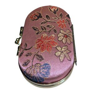 Pink Floral Lipstick Case with mirror